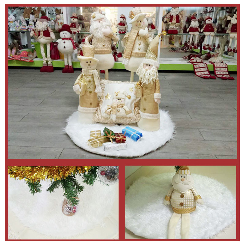 (31inch ~ 80cm) Christmas Tree Skirts 48in 122cm Xmas Tree Skirts Plush Luxury Faux Fur Tree Mat,Snowflake Base Cover for Thanksgiving New Year Home Party Festival Glittering Decoration