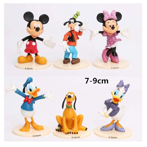 Mickey Minnie Donald Duck Goofy Daisy Toys Figure With Pedestal 6pcs