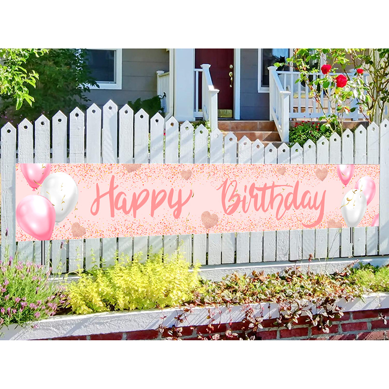 Happy Birthday Sign Yard Happy Birthday Decorations Party Decor Backdrop Birthday Banner Gift For Girl Boy Kids Women Men - Pink