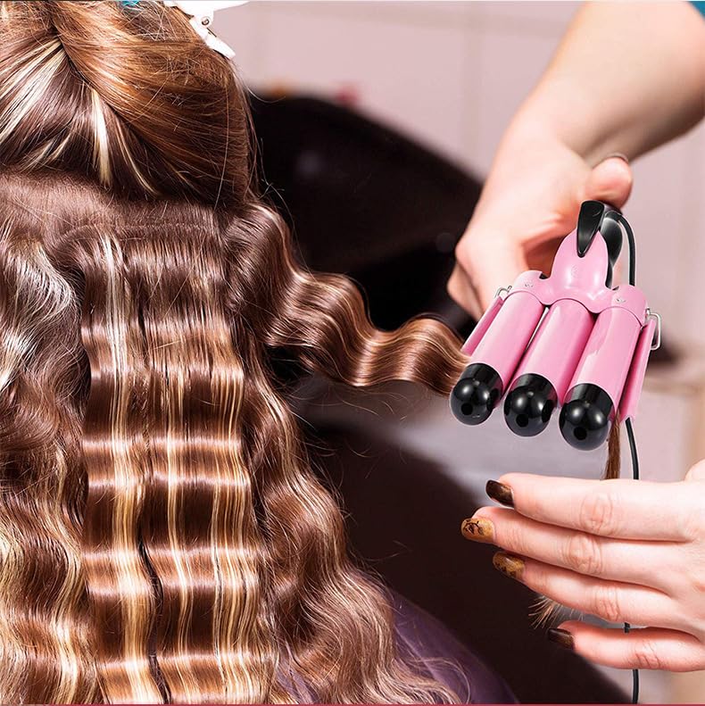 Hair Curler Triple Barrels Wave Curling Iron 25mm Professional Curling Wand Adjustable Temps and Ceramic Coating for Straight Wavy and Curling Hair