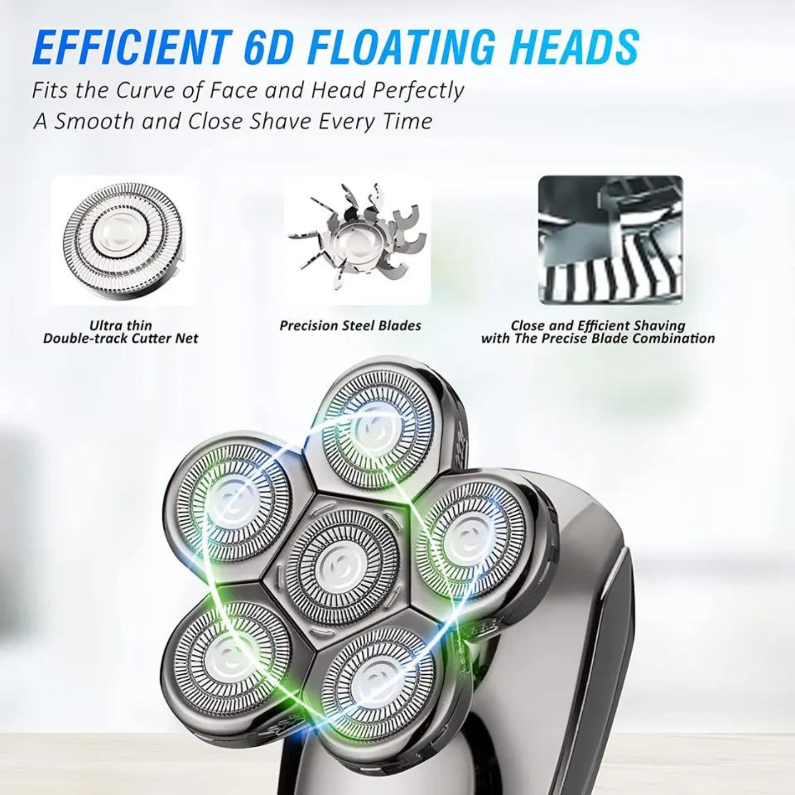 Head Shavers for Men Electric Razor 6 in 1 Hair Bald Head Shaver Cordless LED Trimmer Electric Shavers Waterproof Wet Dry Rotary Shaver Grooming Kit.