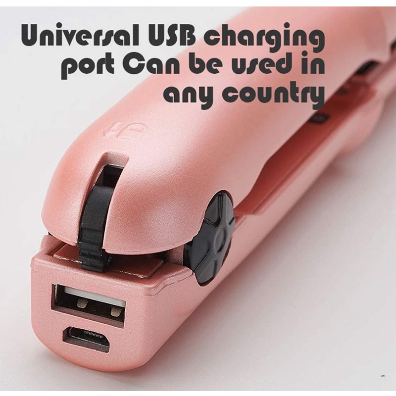 Portable Cordless USB Hair Straighteners Travel Mini USB Rechargeable Wireless Flat Iron Pink
