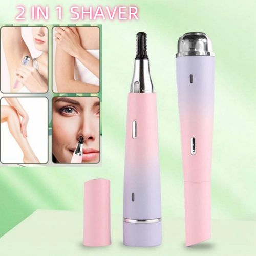 2 in1 USB Rechargeable Hair Remover for Women Compact Electric Shaver Nose Trimmer
