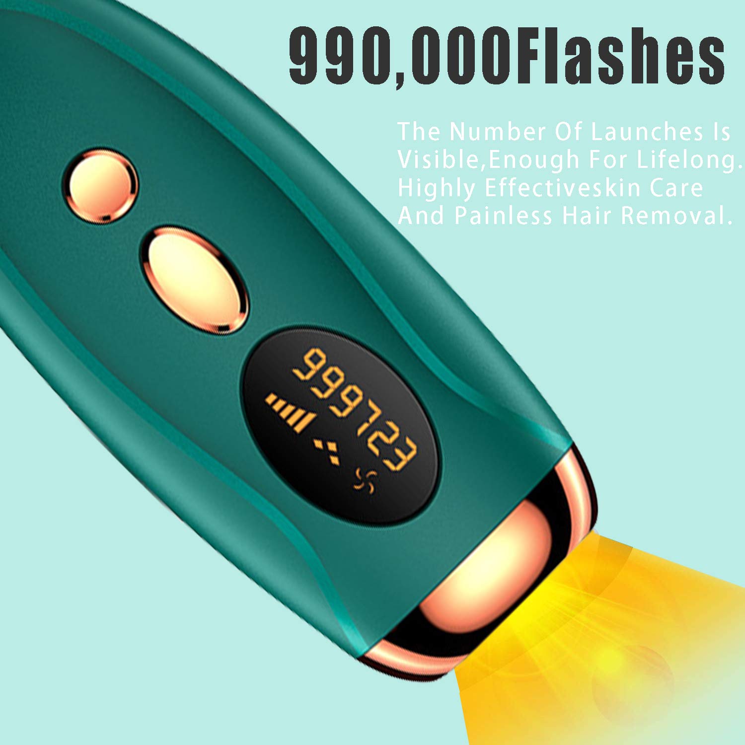 (White) Painless Hair Remover for Women and Man IPL Hair Removal Device with 990,000 Flashes 5 Light Intensity Settings Hair Removal System Wholebody Home Use