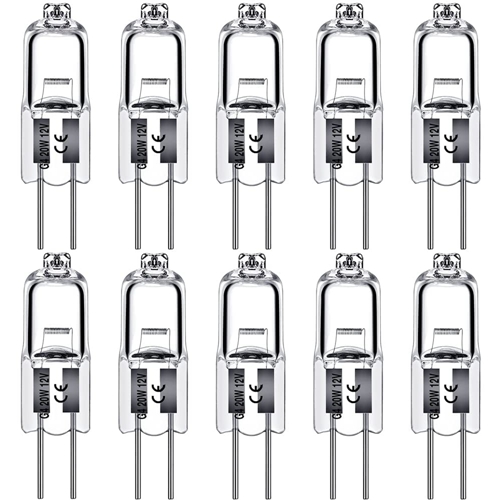 G4 Halogen Light Bulbs 20W 12V Clear Capsule 2 Pin Lamp Bulb Halogen Pin Base Warm White Dimmable 10 Pack