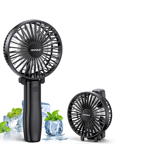 TriPole Handheld Fan Rechargeable Foldable Battery USB Fan Personal Pocket Fan 3 Speed Mini Handheld Desk Fan Adjustable Portable Fan for Indoor Camp Sport