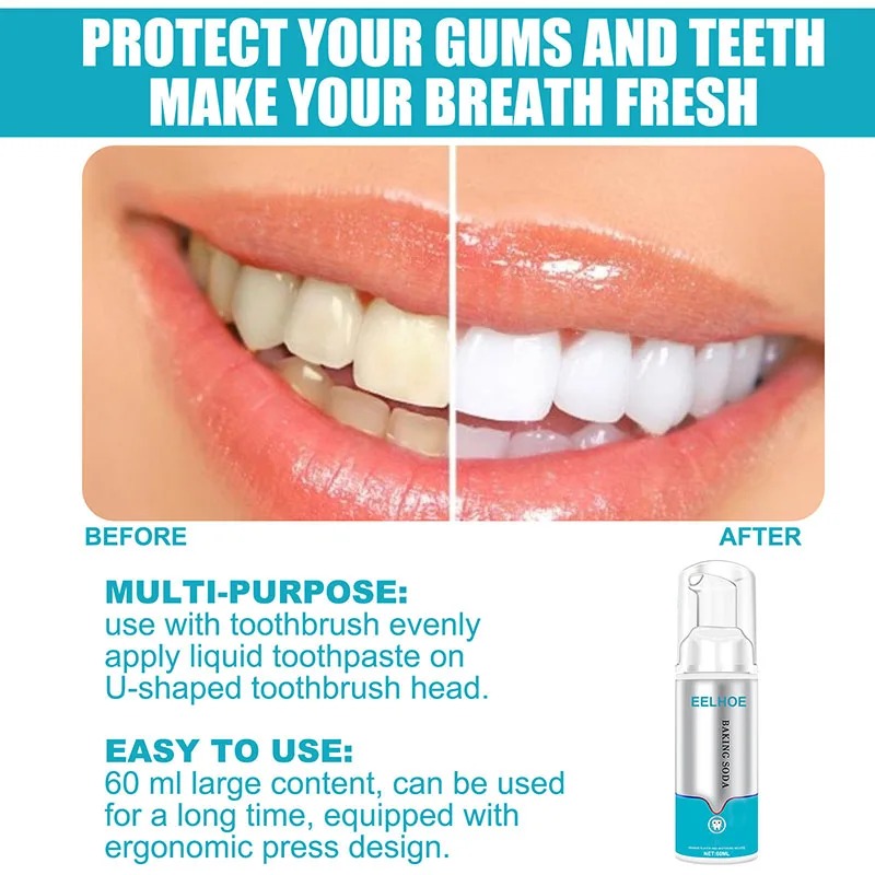 Whitening Oral Hygiene Mousse Toothpaste Dental Refreshes Breath Teeth Cleansing Reduce Yellowing Remove Stains Teeth Teeth Whiteners 60ml