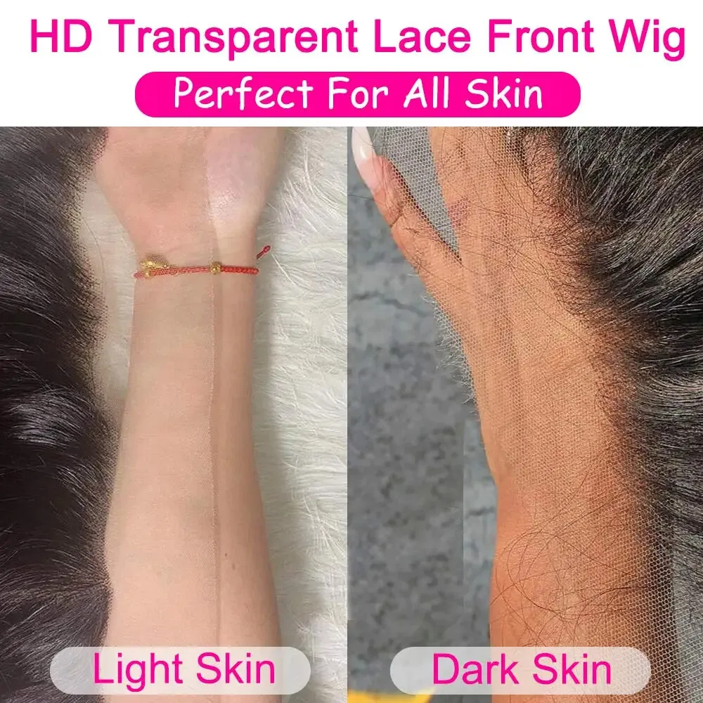 (14inches) 36 30 Inch 13x4 HD Transparent Lace Front Human Hair Wigs Brazilian Body Wave Lace Frontal Wig For Women 180 Percent Density Lace Wig