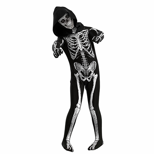 Halloween Skeleton Costume Parent Child Cosplay Clothes Scary Masquerade Party Jumpsuit Kid Tight Zentai Suit Bodysuit Skull Terror Dress Up Hooded