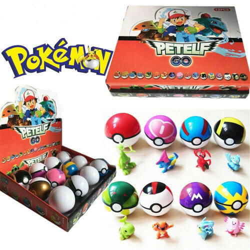 12Pcs Pokemon Pikachu Ball Set Pokeball Figures Kids Toys For Children Festival Birthday