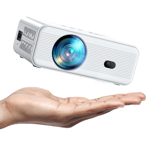 Mini Projector with WiFi and Bluetooth Native 1080P 4K Supported Projector for Indoor Movies Keystone Correction Zoom Home Theater Portable Projector Compatible with TV Stick iOS Android