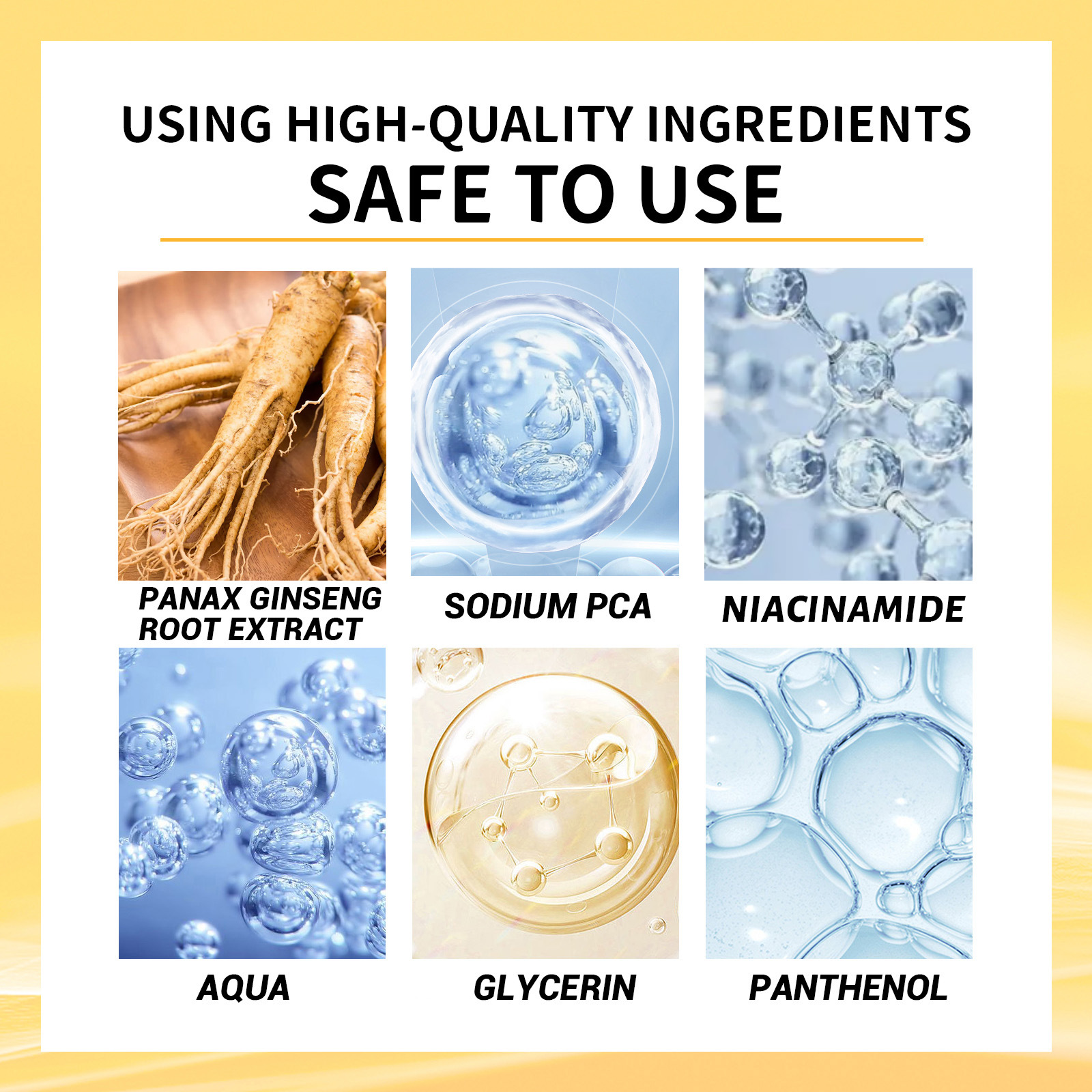 ELHOE Ginseng Essence Facial Serum for Skin Tightening Rejuvenate the Face Moisturing Nourishing Nicotinamide Hyaluronic Acid Facial Serum 100ml