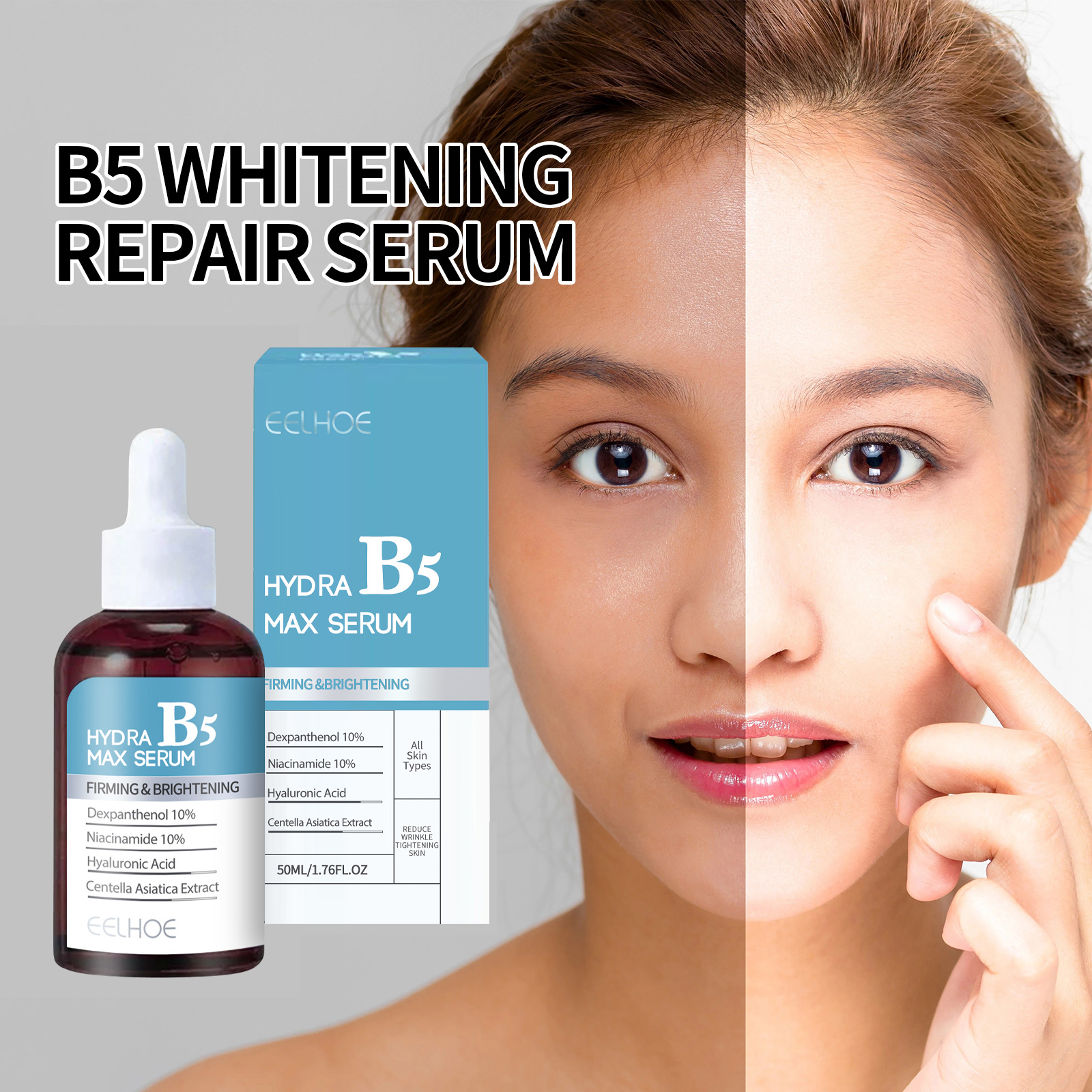 EELHOE Shrink Pores Serum Anti Wrinkle Pure Hyaluronic Acid Lifting Firming Fine Lines Reduce Lightening Dark Circle Hyalu B5 Essence
