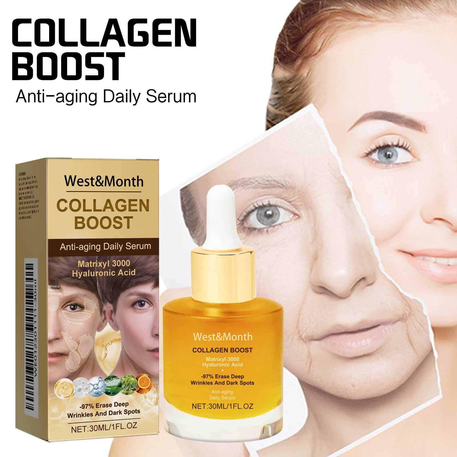 West&Month Collagen Boost Face Serum Moisturing Tightening Hydrating Smoothing Nourishing Brightening Face Skin Care