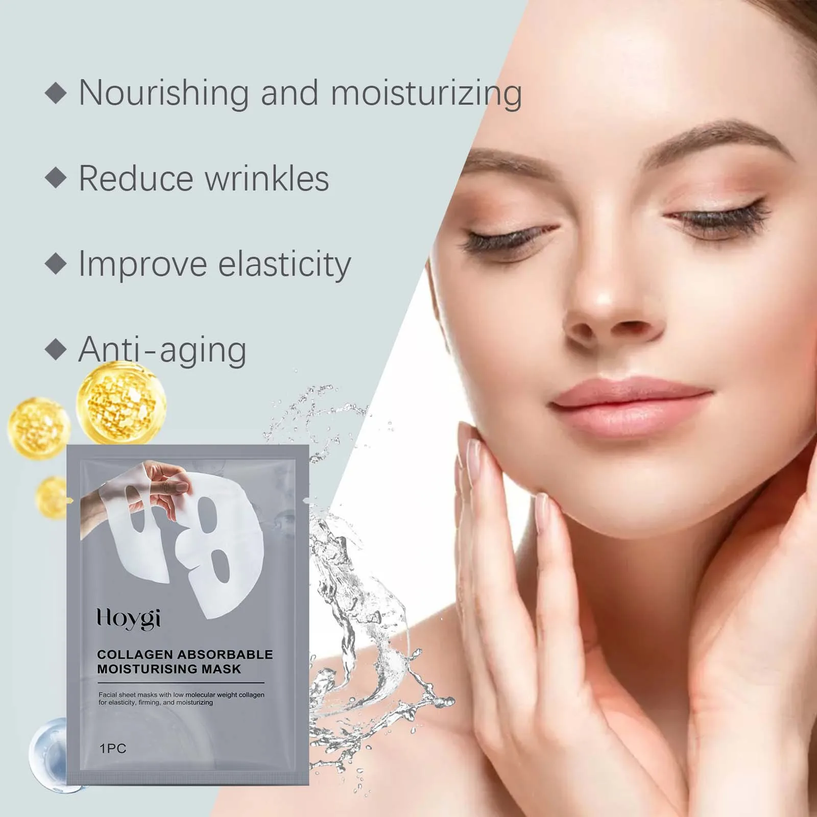 (4pcs Boxed) Collagen Face Mask Hydrating Firming Nourishing Shrinking Pores Fade Fine Lines Moisturizing Refreshing Hyaluronic Acid Sheet Mask Korean Skin Care