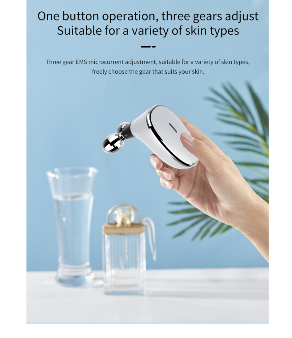 (Sliver) EMS Facial Massager Roller 5 in 1 Electric Facial Beauty Device Face Lifting Machine Roller Skin Rejuvenation Skin Tightening Skin Care Beauty Tool