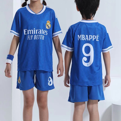 2025-2026 Football Kits for Kids No. 9 Mbappe Real Madrid CF Kids Shirt Shorts