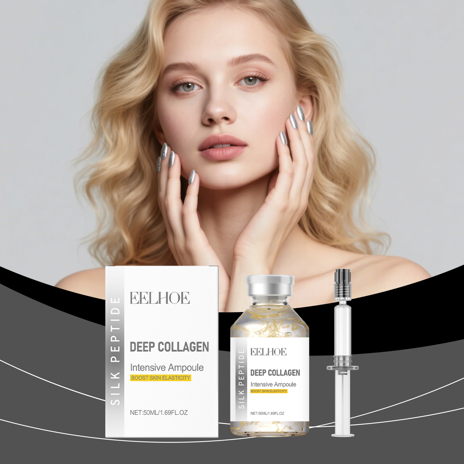 2pcs Silk Peptide Intensive Lifting Ampoule Deep Collagen Intensive Revitalizing Essence Face Tightening Smoothing Anti Aging Serum ﻿