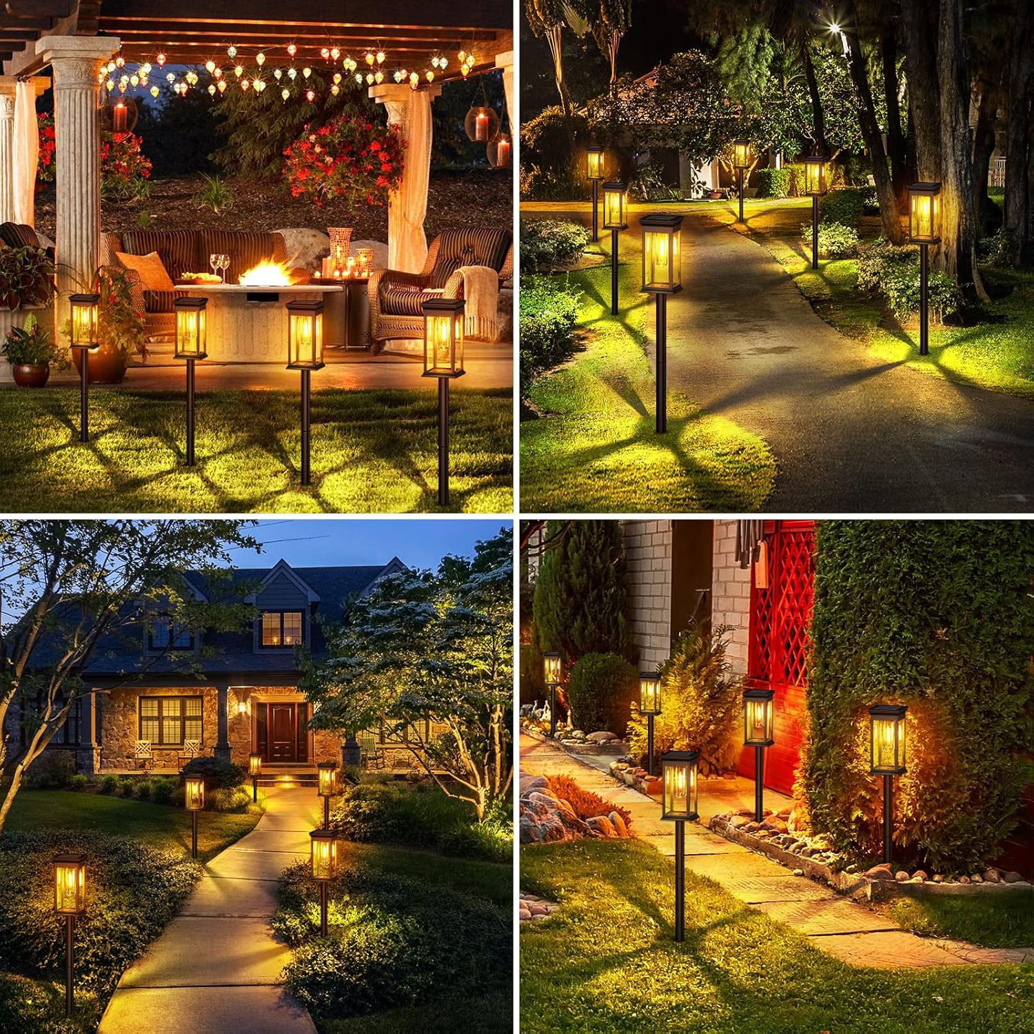  Solar Lights Outdoor Garden 4 Pack Upgraded Garden Lights Solar Powered Waterproof Auto On Off Outdoor Light for Yard Pathway Patio Decorative 