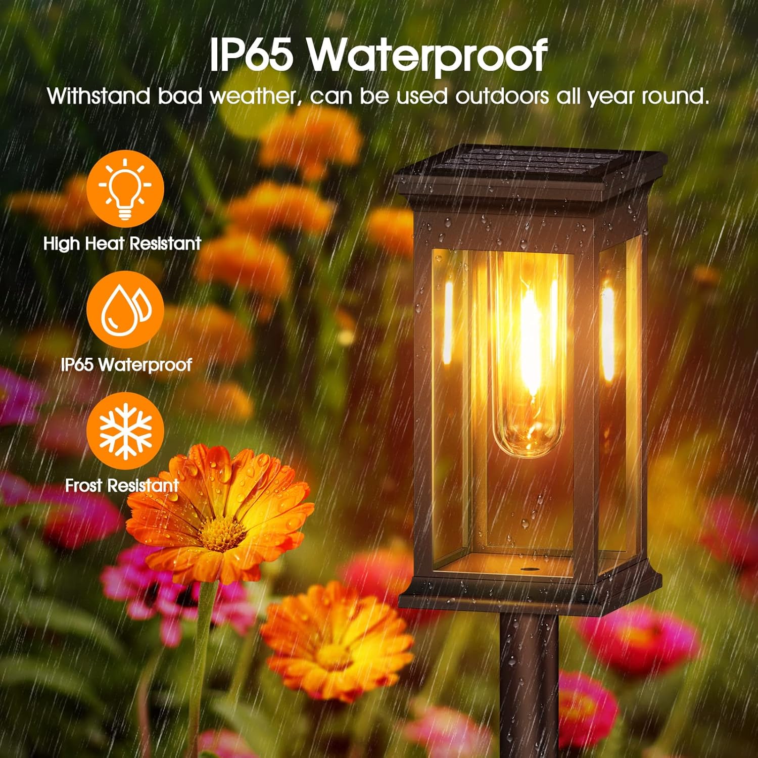  Solar Lights Outdoor Garden 4 Pack Upgraded Garden Lights Solar Powered Waterproof Auto On Off Outdoor Light for Yard Pathway Patio Decorative 