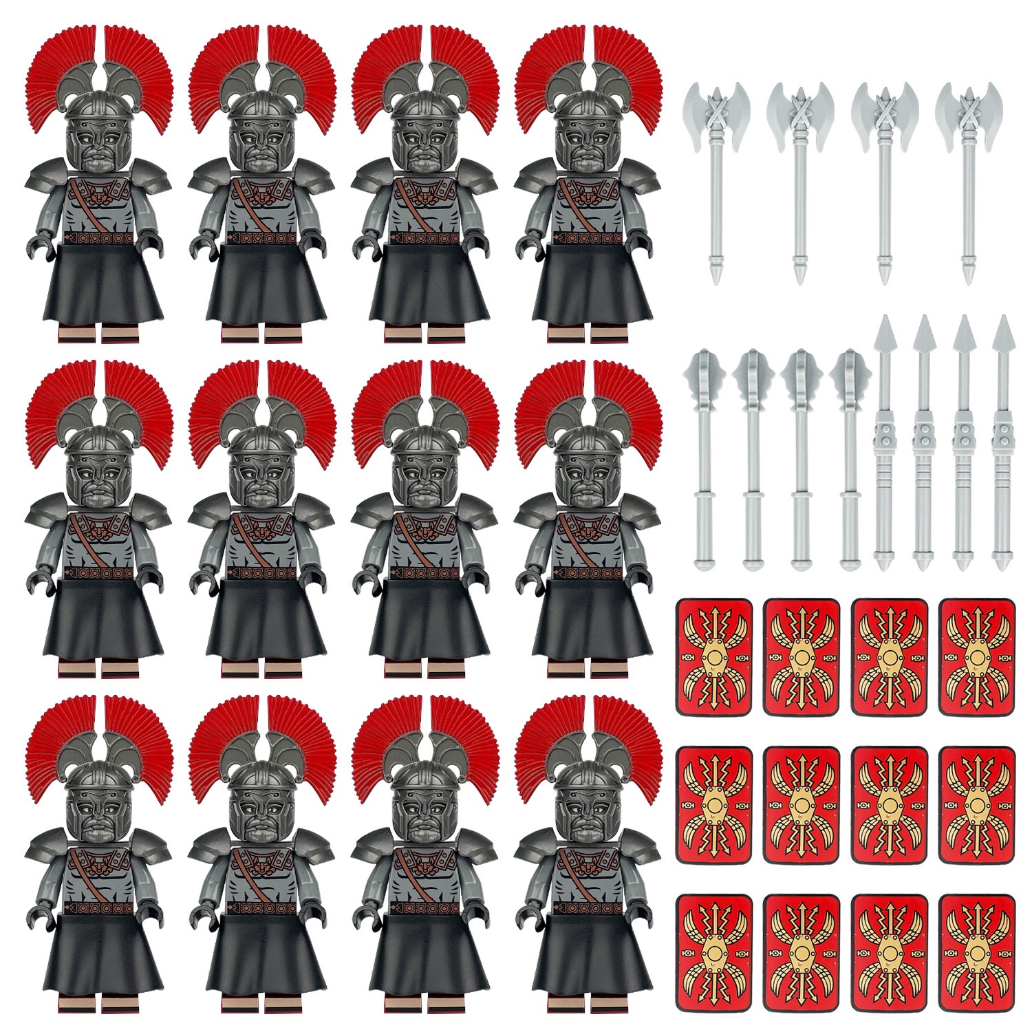 (12  PCS Soldiers B) Kids Toys Army Building Blocks Roman Legion Soldiers Infantry Minifigures Fit Lego Toys Gifts
