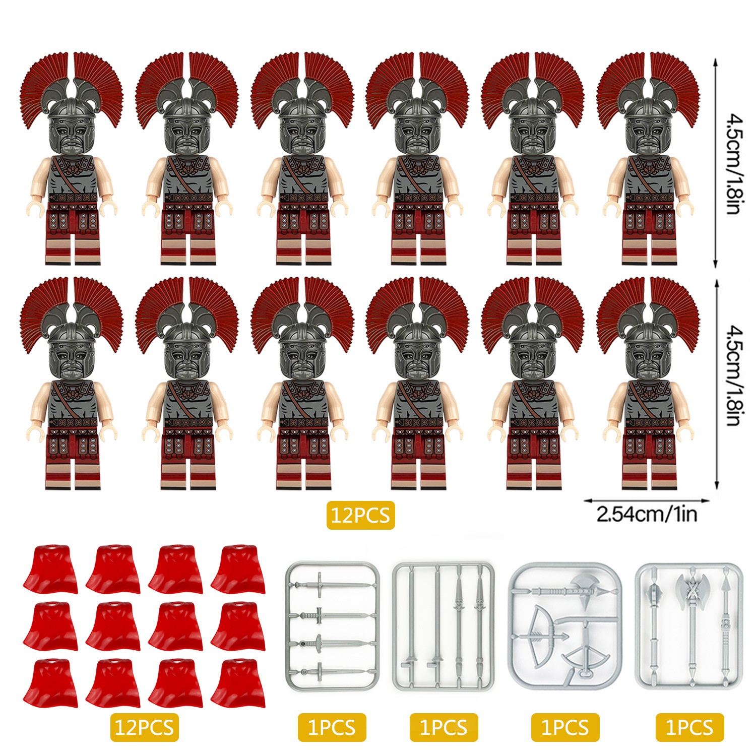 (12  PCS Soldiers B) Kids Toys Army Building Blocks Roman Legion Soldiers Infantry Minifigures Fit Lego Toys Gifts