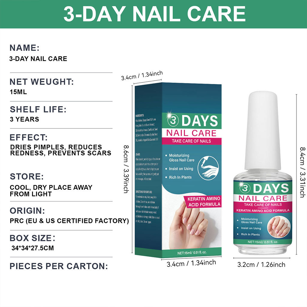 3 Day Nail Treatment Repair Serum 15ml Daily Care Essence for Weak and Damaged Nails Home Use Clear