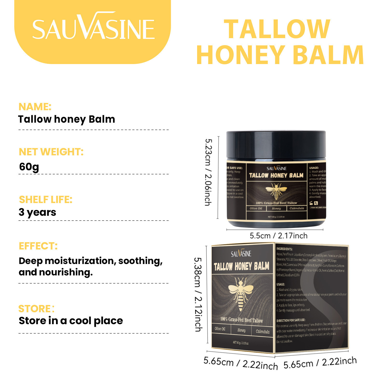 Honey Face Balm Moisturising Nourishing Soothing Skin Care for Daily Use Natural 60g