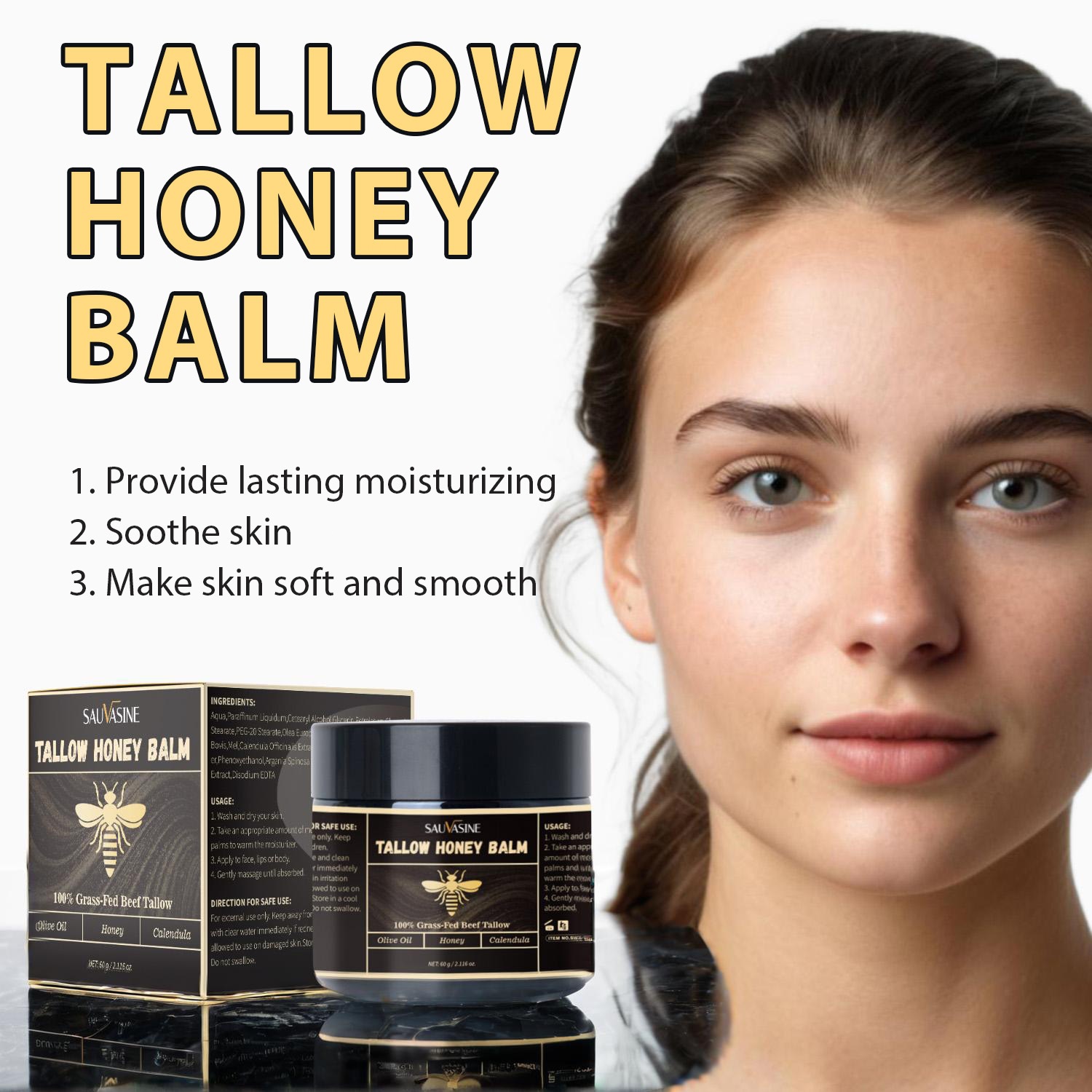 Honey Face Balm Moisturising Nourishing Soothing Skin Care for Daily Use Natural 60g