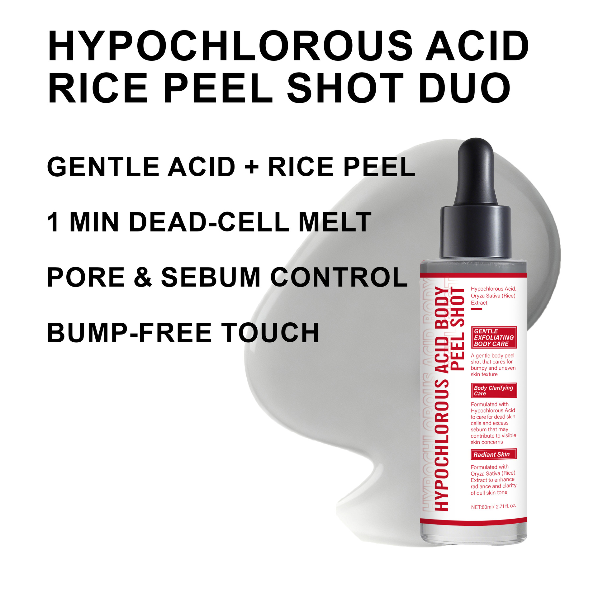 Hypochlorous Acid Rice Peeling Essence For Face And Body Hydrating Nourishing Gentle Exfoliating Daily Skin Care Treatment