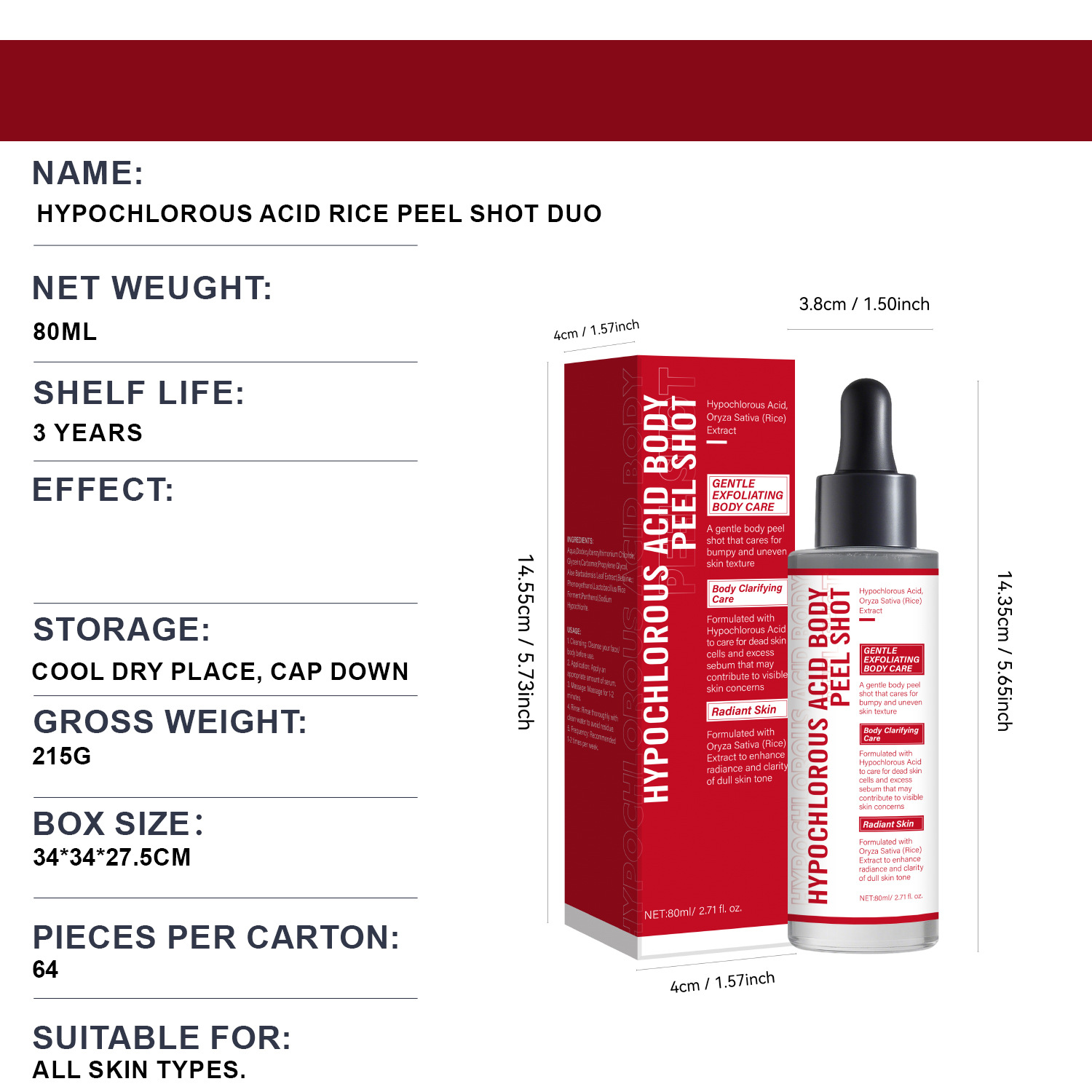 Hypochlorous Acid Rice Peeling Essence For Face And Body Hydrating Nourishing Gentle Exfoliating Daily Skin Care Treatment