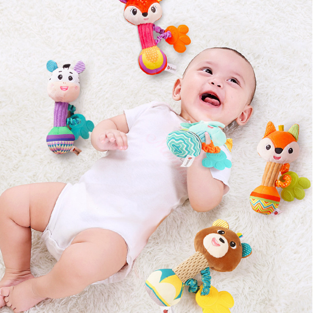 (Elephant 1066) Baby Rattles Soft Stuffed Animal Rattle Hand Grip Baby Toys Shaker Crinkle Squeaky Sensory Travel Accessories for Toddler Gifts