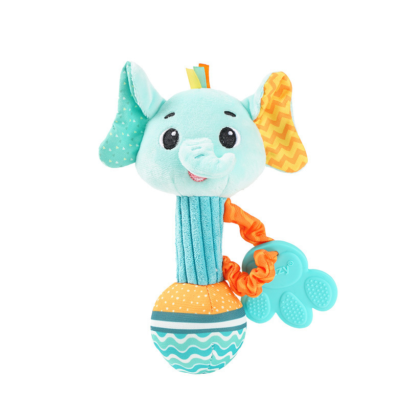 (Elephant 1066) Baby Rattles Soft Stuffed Animal Rattle Hand Grip Baby Toys Shaker Crinkle Squeaky Sensory Travel Accessories for Toddler Gifts