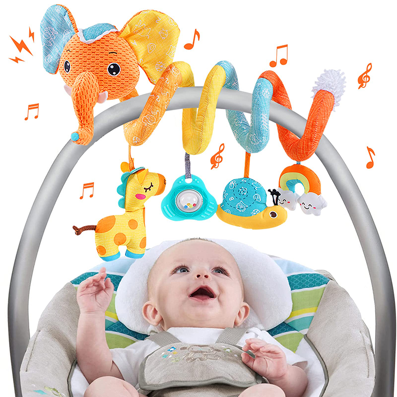 (Rabbit 1085) Car Seat Toys Infant Color Elephant Stroller Stretch Spiral Activity Baby Hanging Toys for Crib Mobile Newborn Sensory Toy Gifts
