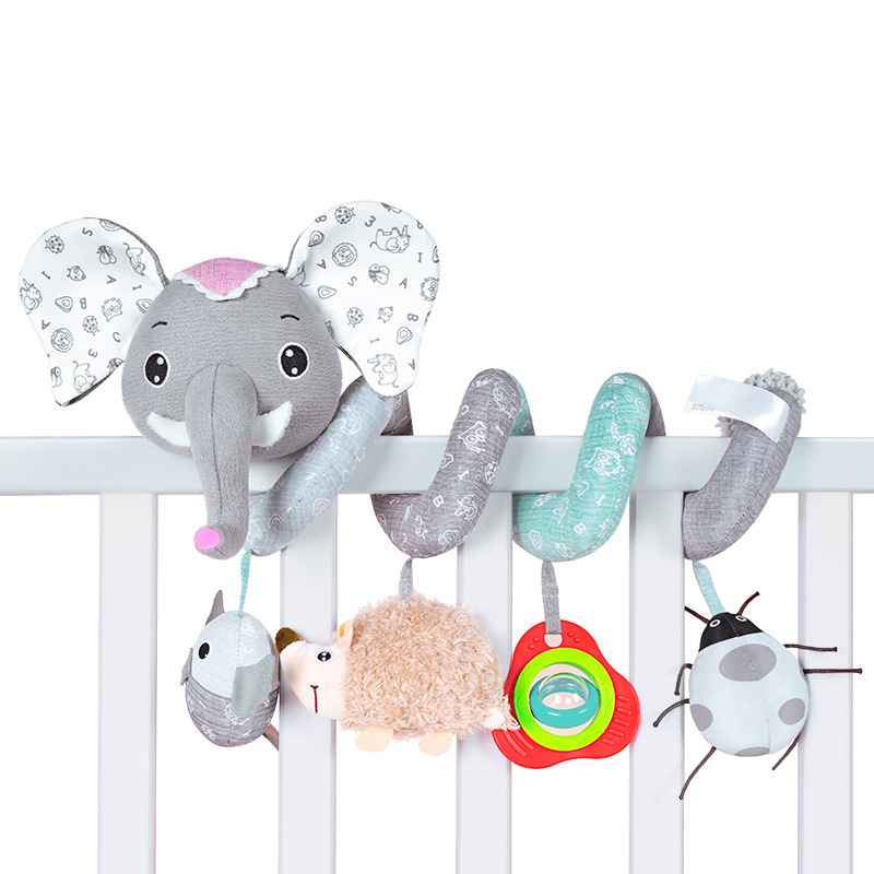 (Rabbit 1085) Car Seat Toys Infant Color Elephant Stroller Stretch Spiral Activity Baby Hanging Toys for Crib Mobile Newborn Sensory Toy Gifts