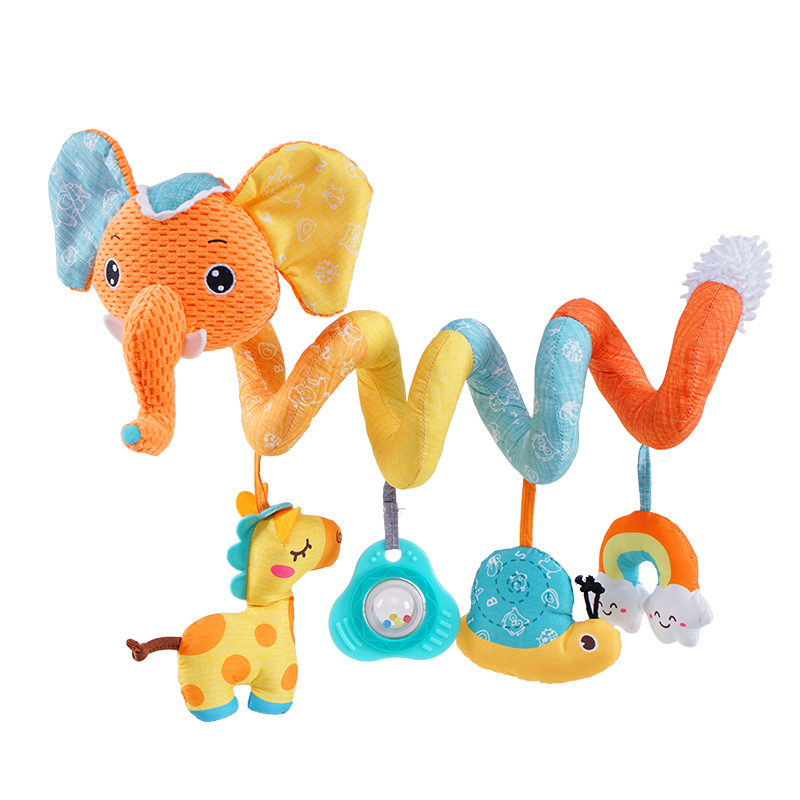 (Rabbit 1085) Car Seat Toys Infant Color Elephant Stroller Stretch Spiral Activity Baby Hanging Toys for Crib Mobile Newborn Sensory Toy Gifts