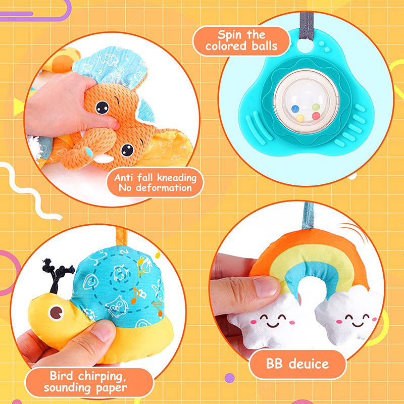 (Rabbit 1085) Car Seat Toys Infant Color Elephant Stroller Stretch Spiral Activity Baby Hanging Toys for Crib Mobile Newborn Sensory Toy Gifts