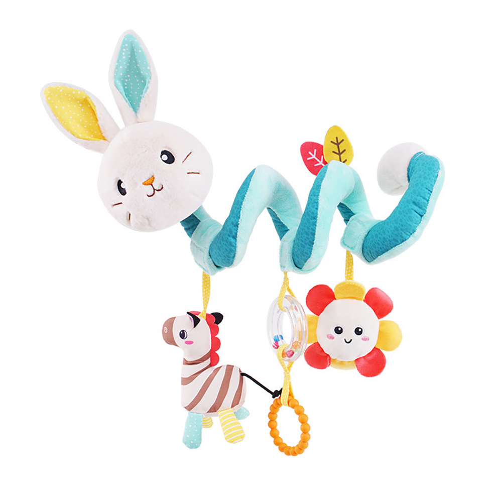 (Rabbit 1085) Car Seat Toys Infant Color Elephant Stroller Stretch Spiral Activity Baby Hanging Toys for Crib Mobile Newborn Sensory Toy Gifts