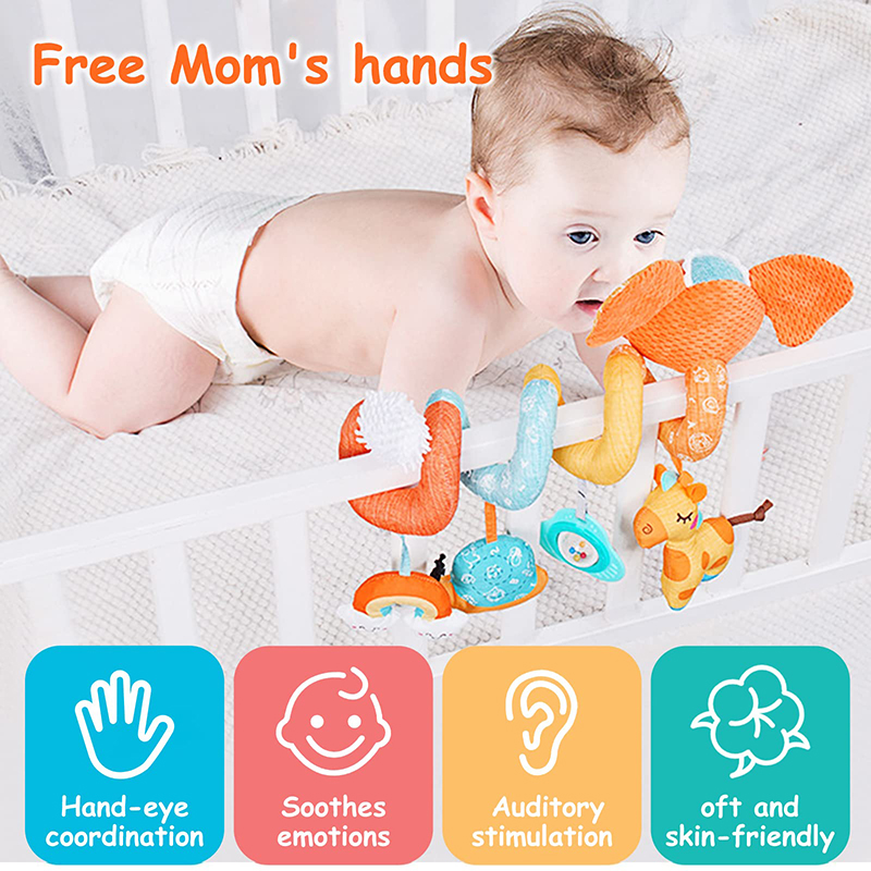 (Rabbit 1085) Car Seat Toys Infant Color Elephant Stroller Stretch Spiral Activity Baby Hanging Toys for Crib Mobile Newborn Sensory Toy Gifts