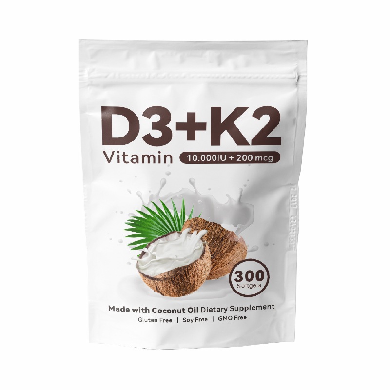 Premium Vitamin D3 K2 MK7 Virgin Coconut Oil Softgels 2 in1 Supplement For Bone Immune And Muscle Health Easy To Swallow