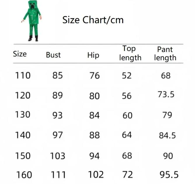 (L) Kids Green World My World Adult Parent Child Cosplay Outfits MC Halloween Costumes Kids Performance Attire