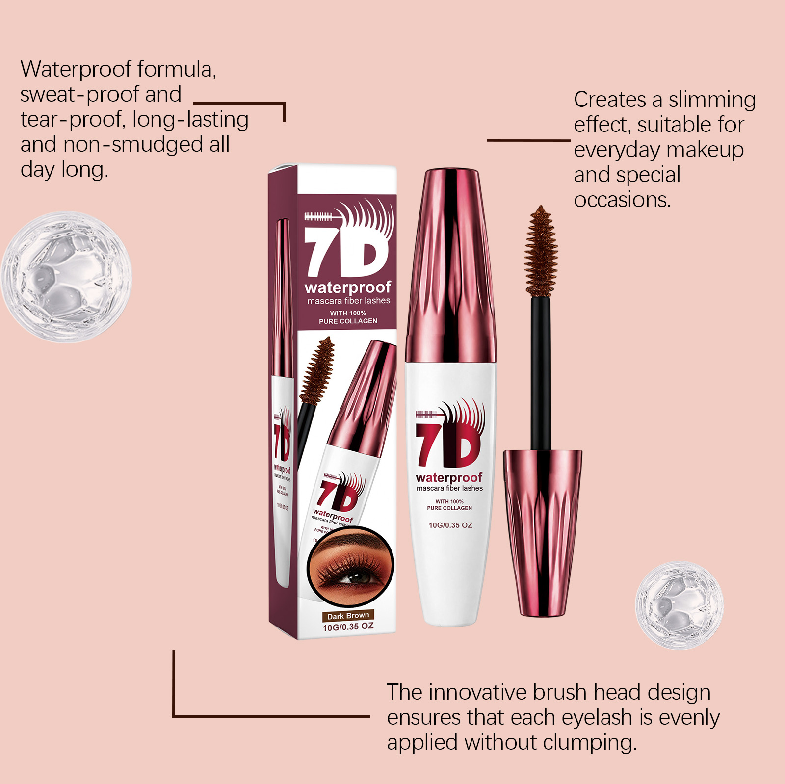 (Black) Curling Stereoscopic Mascara Longlasting Natural Modify Eyelash Curve Delicate Smooth AntiSmudge Fine Soft Gentle Daily Cosmetic