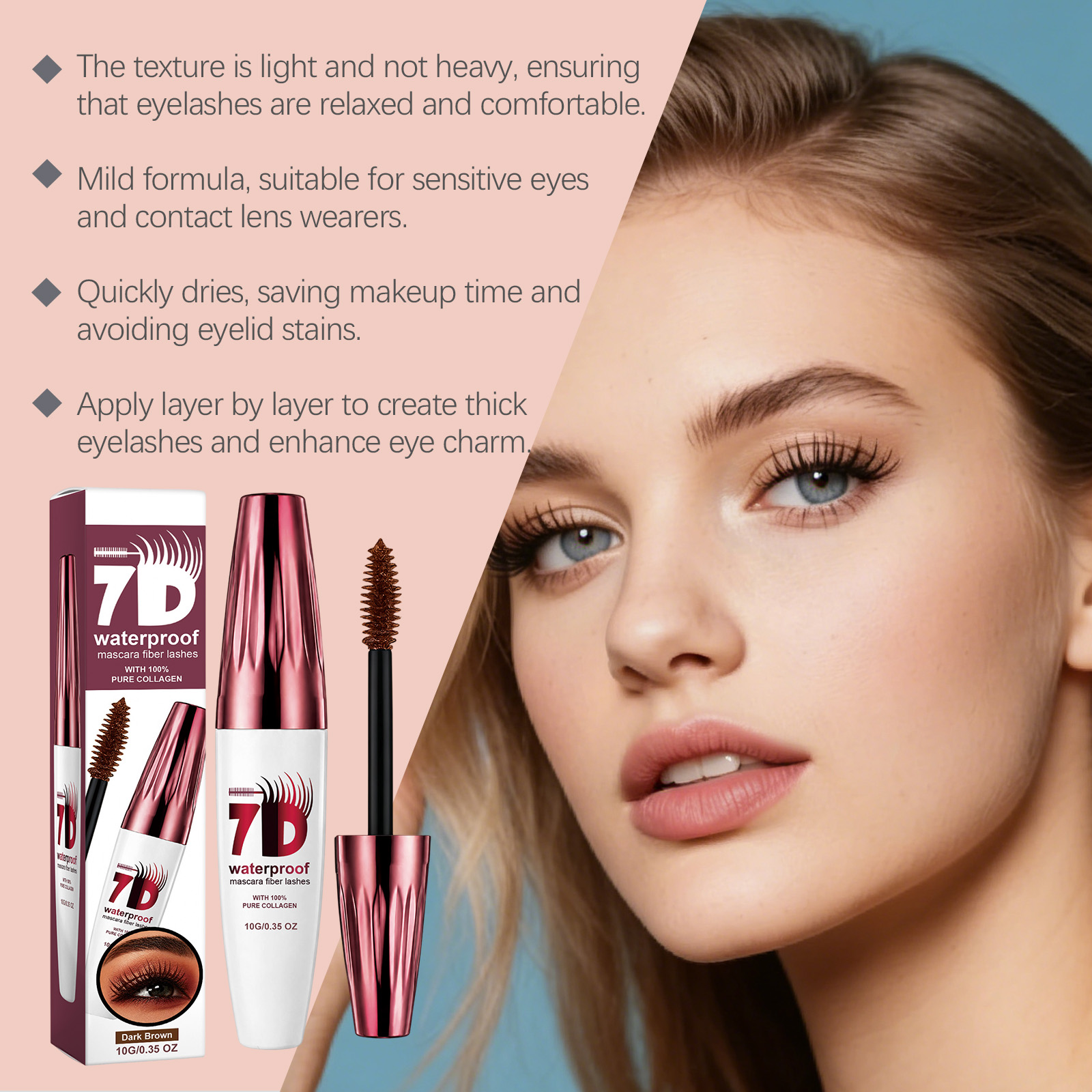 (Black) Curling Stereoscopic Mascara Longlasting Natural Modify Eyelash Curve Delicate Smooth AntiSmudge Fine Soft Gentle Daily Cosmetic