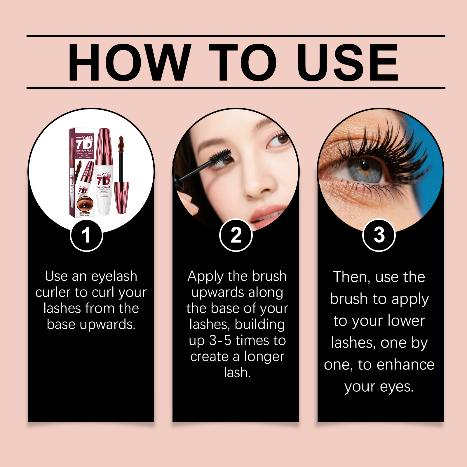 (Black) Curling Stereoscopic Mascara Longlasting Natural Modify Eyelash Curve Delicate Smooth AntiSmudge Fine Soft Gentle Daily Cosmetic