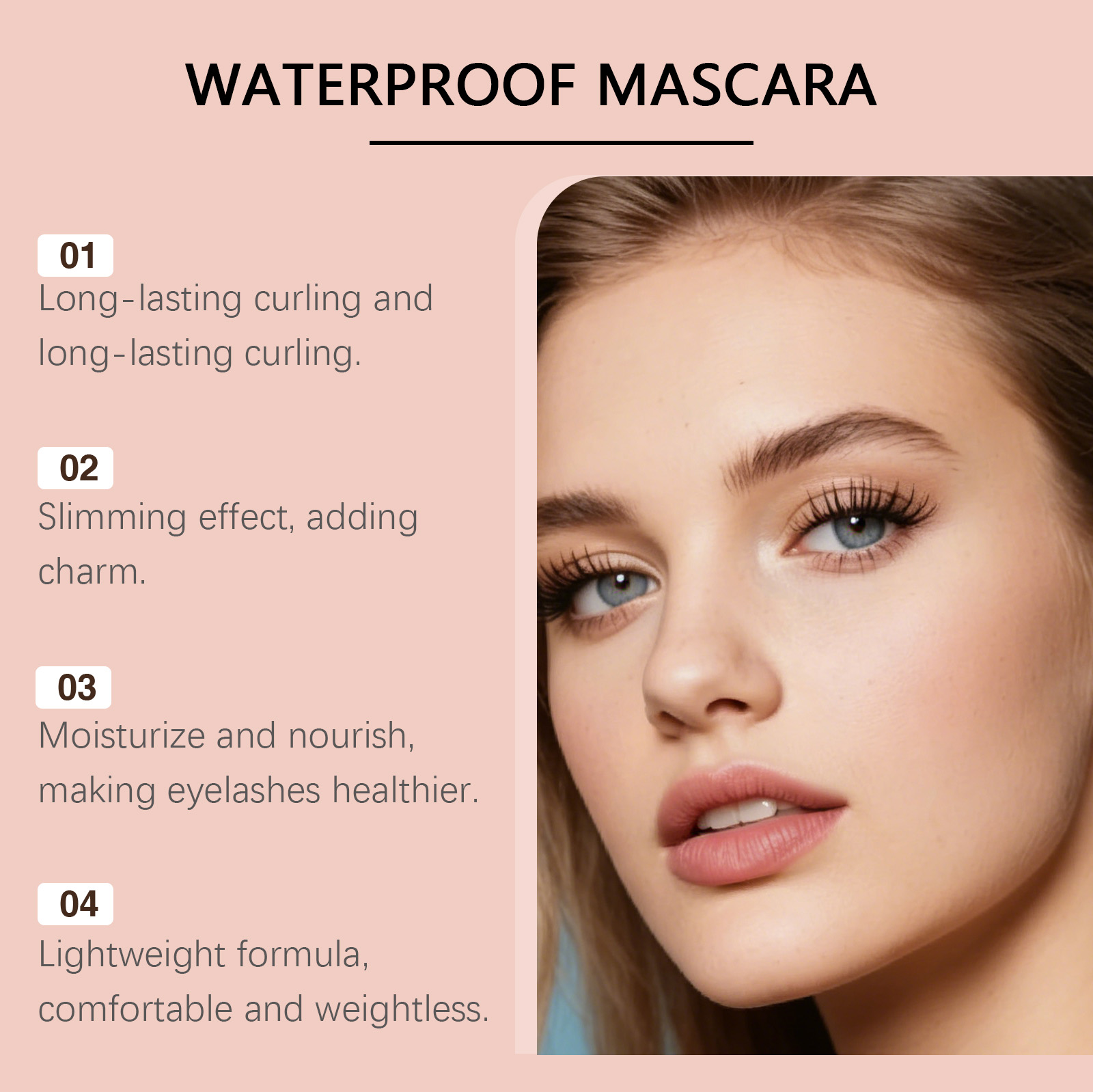 (Black) Curling Stereoscopic Mascara Longlasting Natural Modify Eyelash Curve Delicate Smooth AntiSmudge Fine Soft Gentle Daily Cosmetic