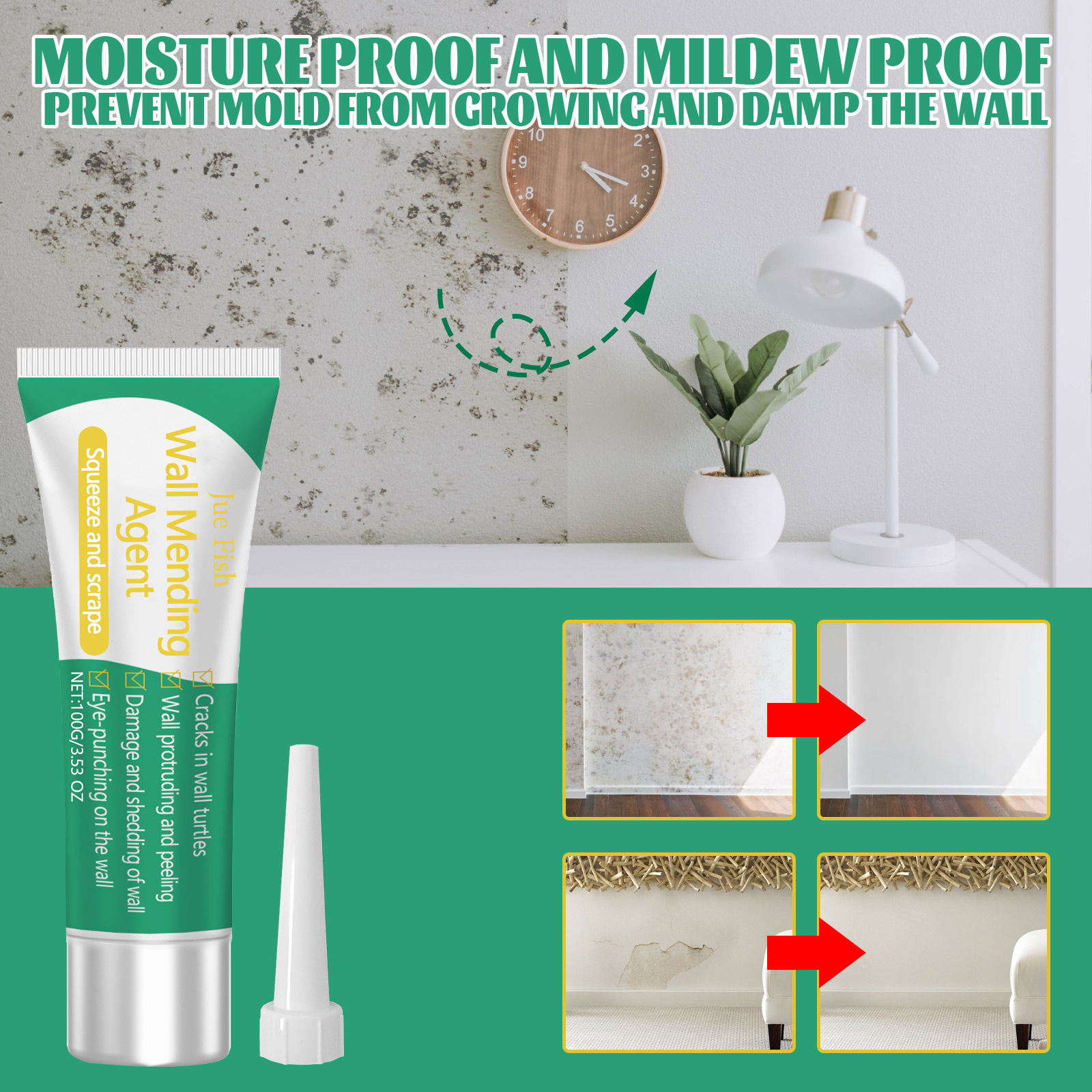 Wall Repair Cream Household Waterproof Mildew Resistant Putty Fix Nail Holes Wall Surfaces Crack Mending