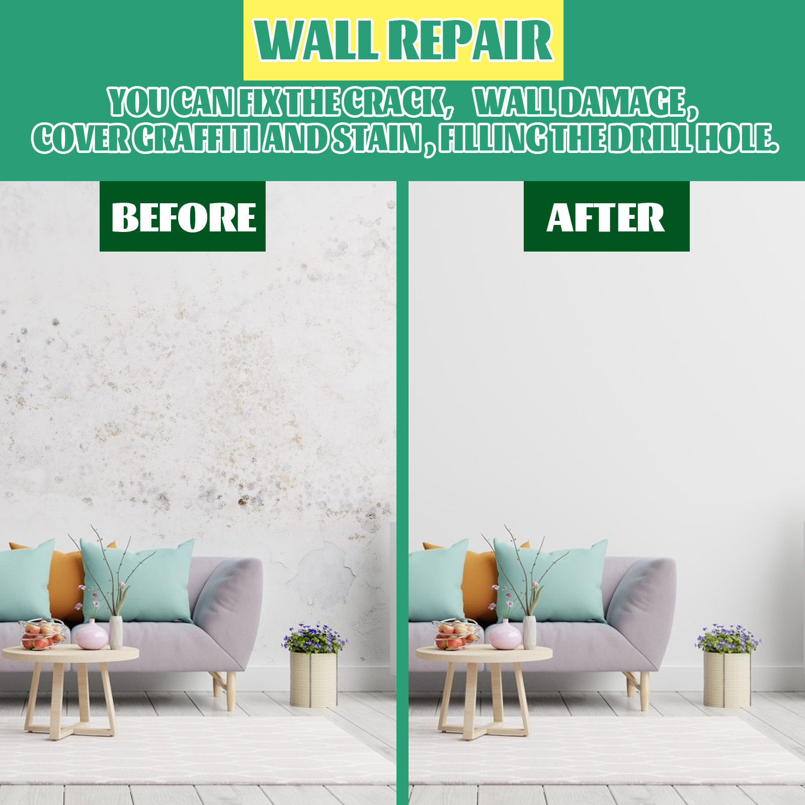 Wall Repair Cream Household Waterproof Mildew Resistant Putty Fix Nail Holes Wall Surfaces Crack Mending