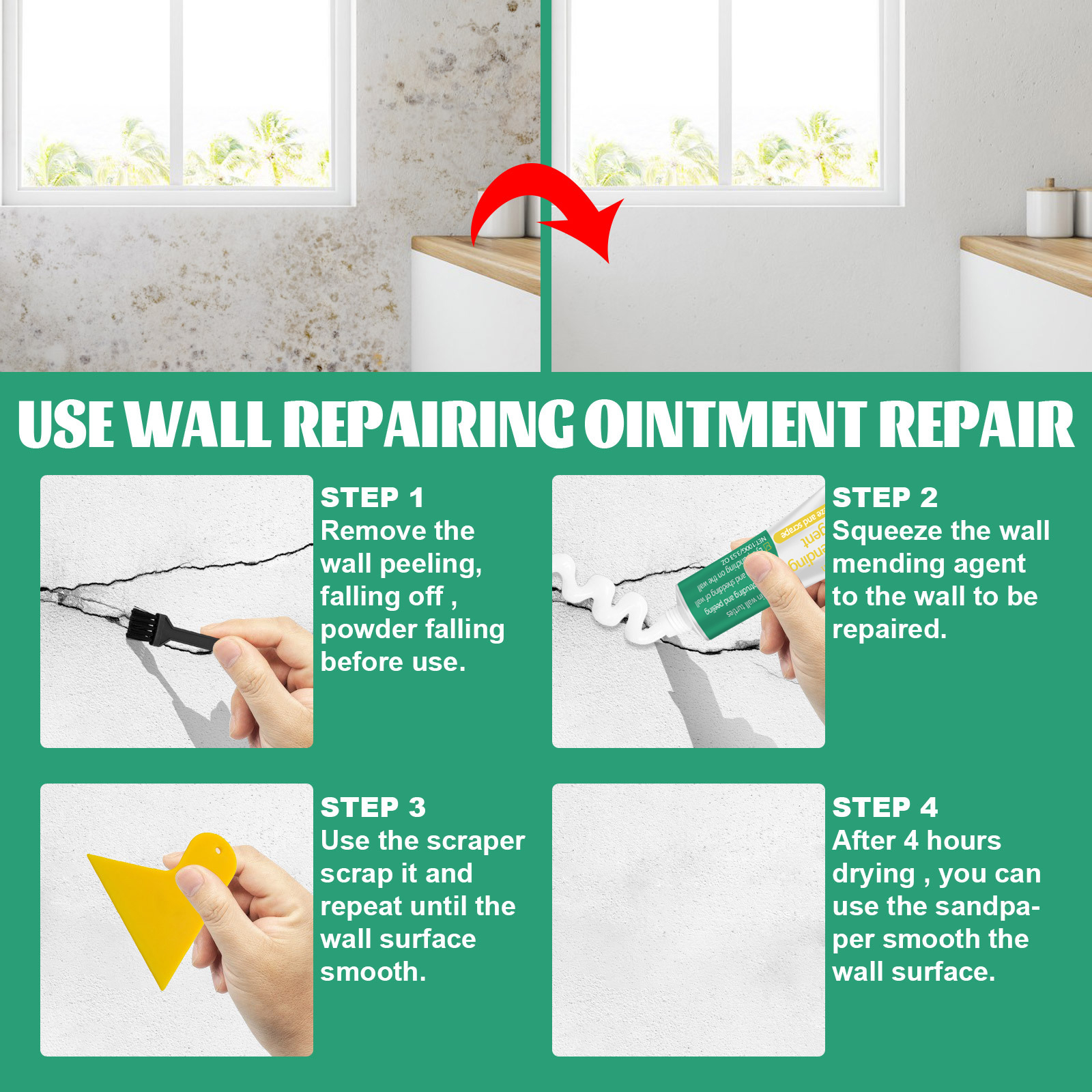 Wall Repair Cream Household Waterproof Mildew Resistant Putty Fix Nail Holes Wall Surfaces Crack Mending