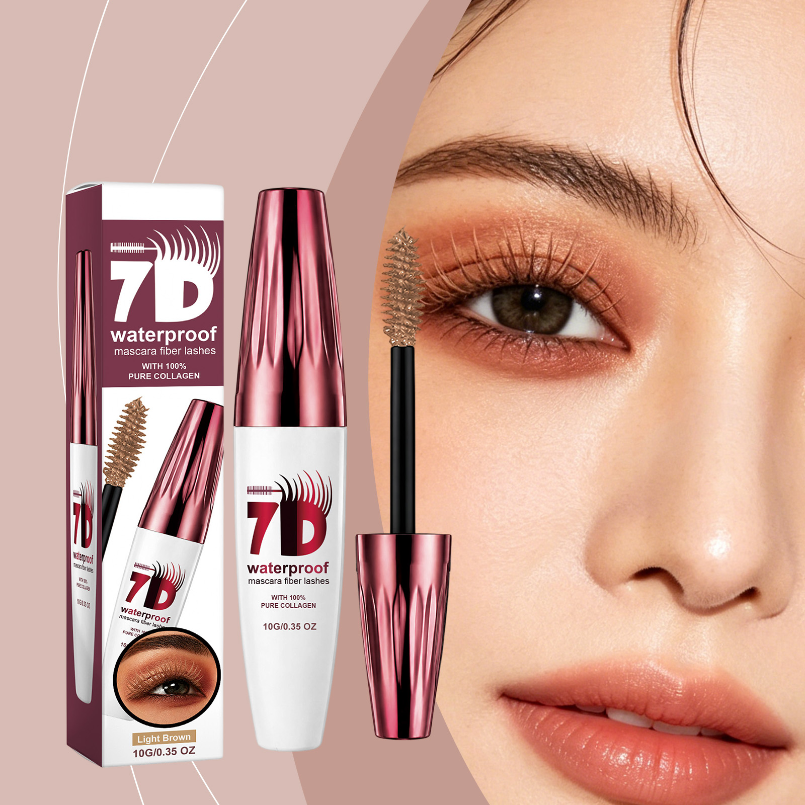 (Light Brown) Curling Stereoscopic Mascara Longlasting Natural Modify Eyelash Curve Delicate Smooth AntiSmudge Fine Soft Gentle Daily Cosmetic