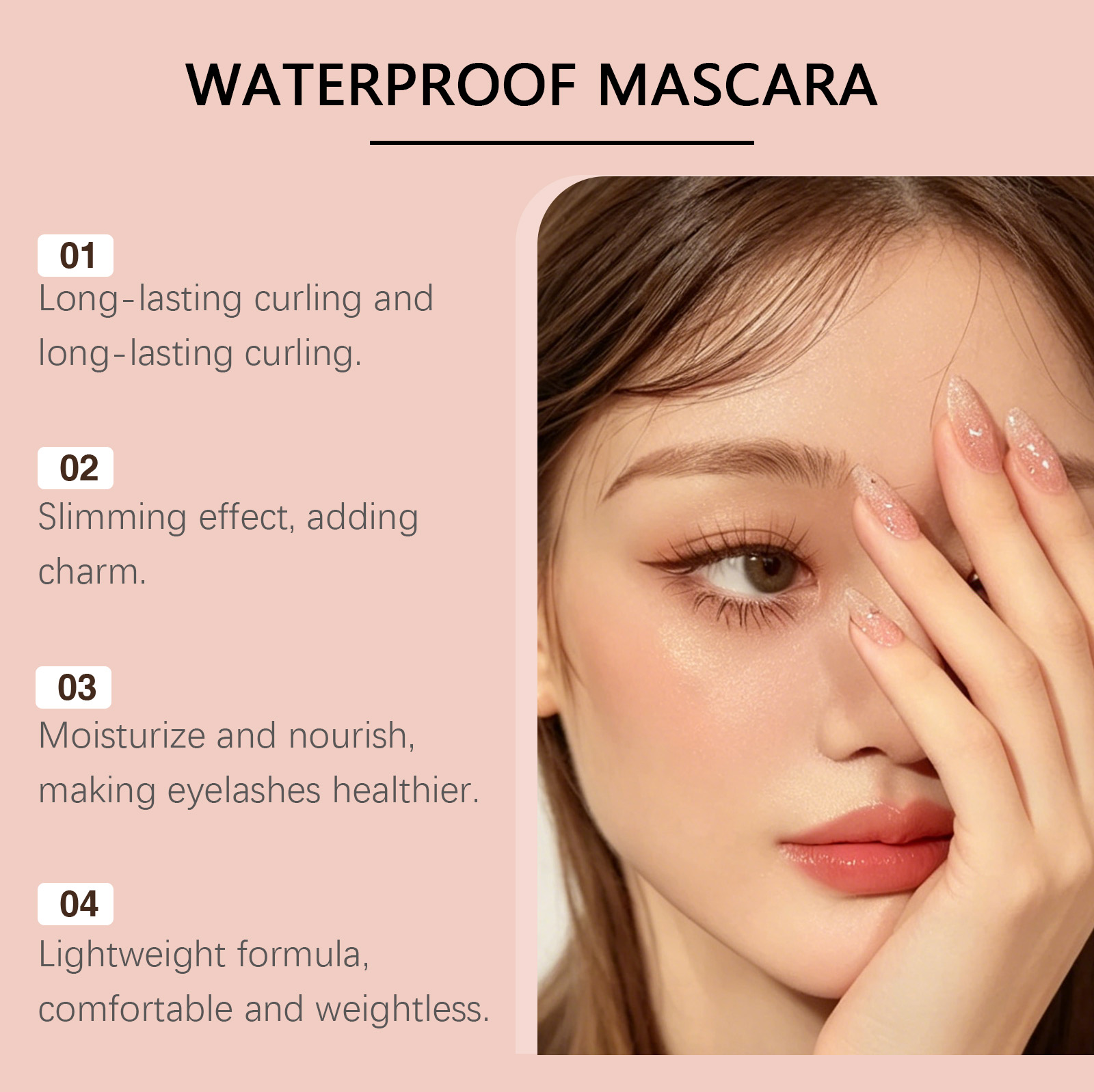 (Light Brown) Curling Stereoscopic Mascara Longlasting Natural Modify Eyelash Curve Delicate Smooth AntiSmudge Fine Soft Gentle Daily Cosmetic